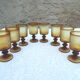 8 amber stemmed glasses