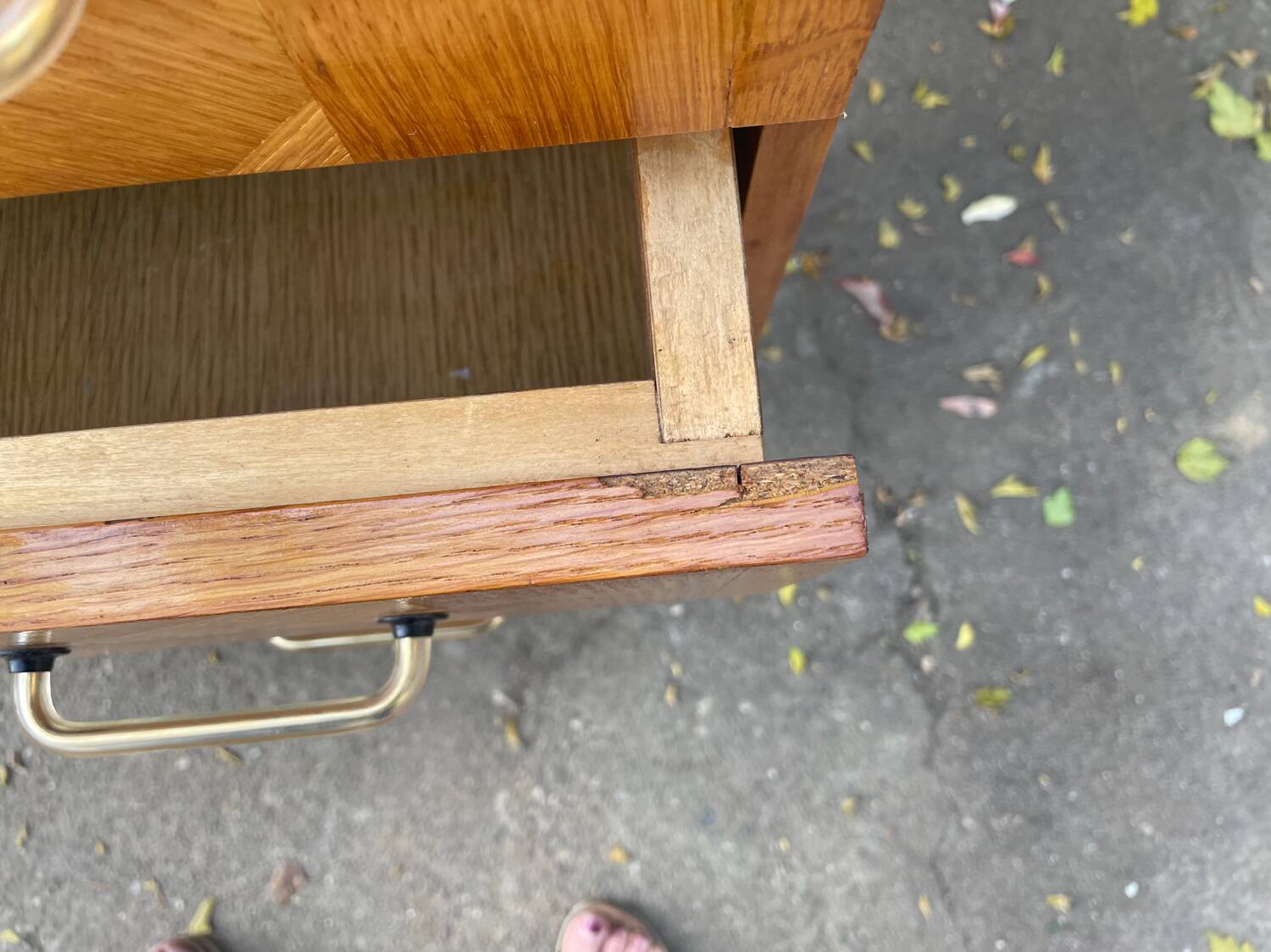 Vintage chest of drawers with compass feet