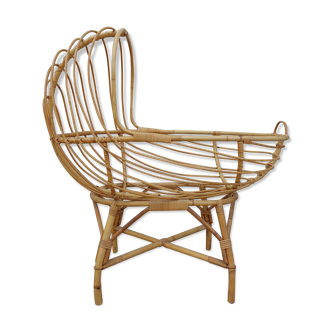 Vintage rattan cradle 1950