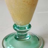 Vase Amphore, moucheté jaune. Style Murano. En verre soufflé. Haut 28 cm