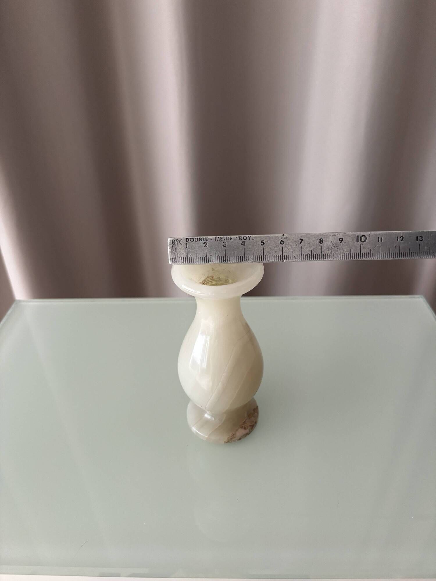Vintage Alabaster Bud Vase – Cream Stone