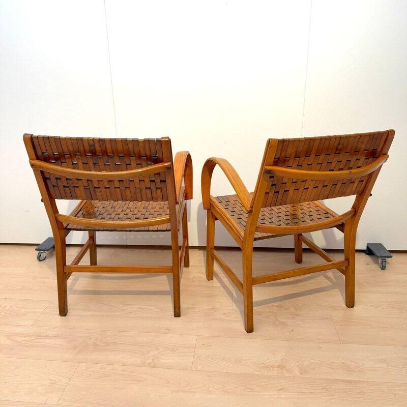 Gelenka Armchairs in Solid Beech Wood, Germany, 1950, Set of 2