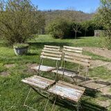Set of 4 folding garden chairs in wood and metal
