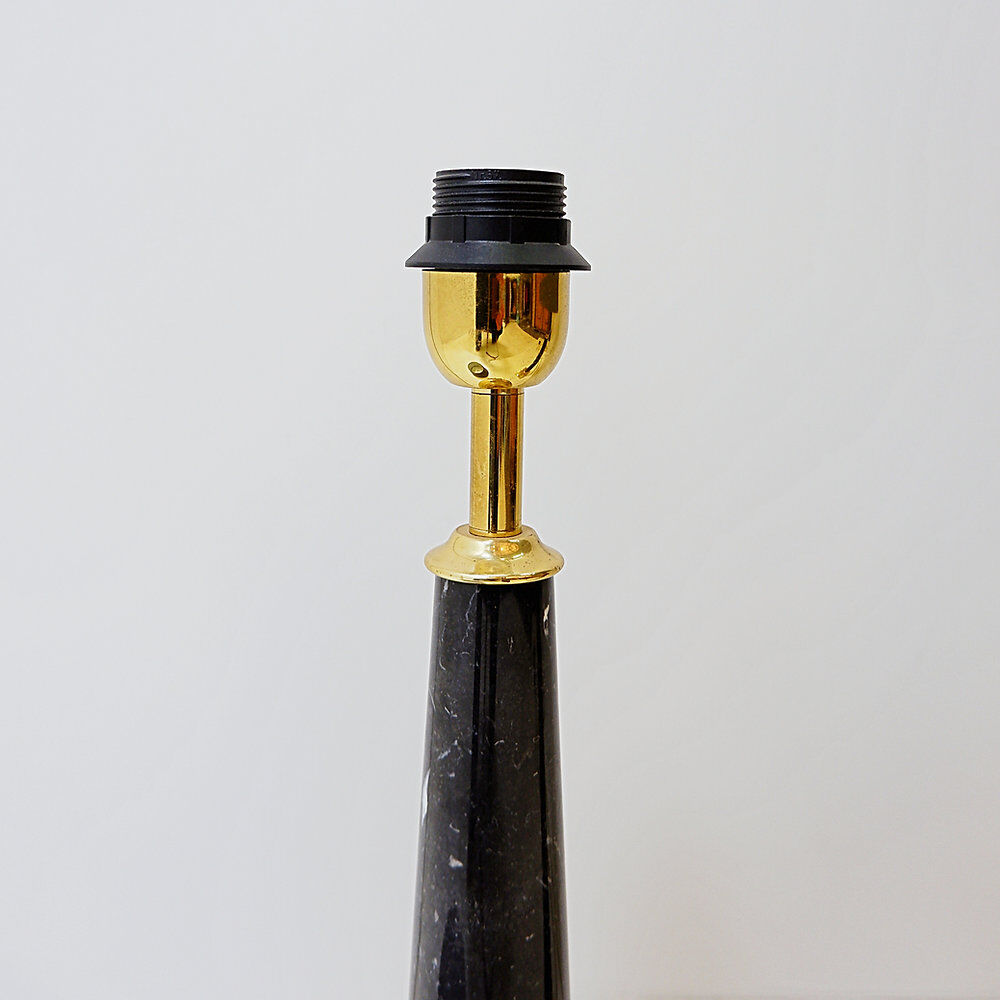 Pair of brass table lamps with black marble column - Art Deco style