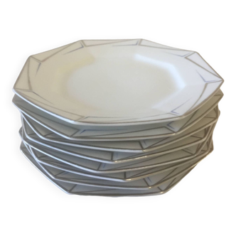 8 assiettes à  - dessert - porcelaine de limoges - raynaud - art déco