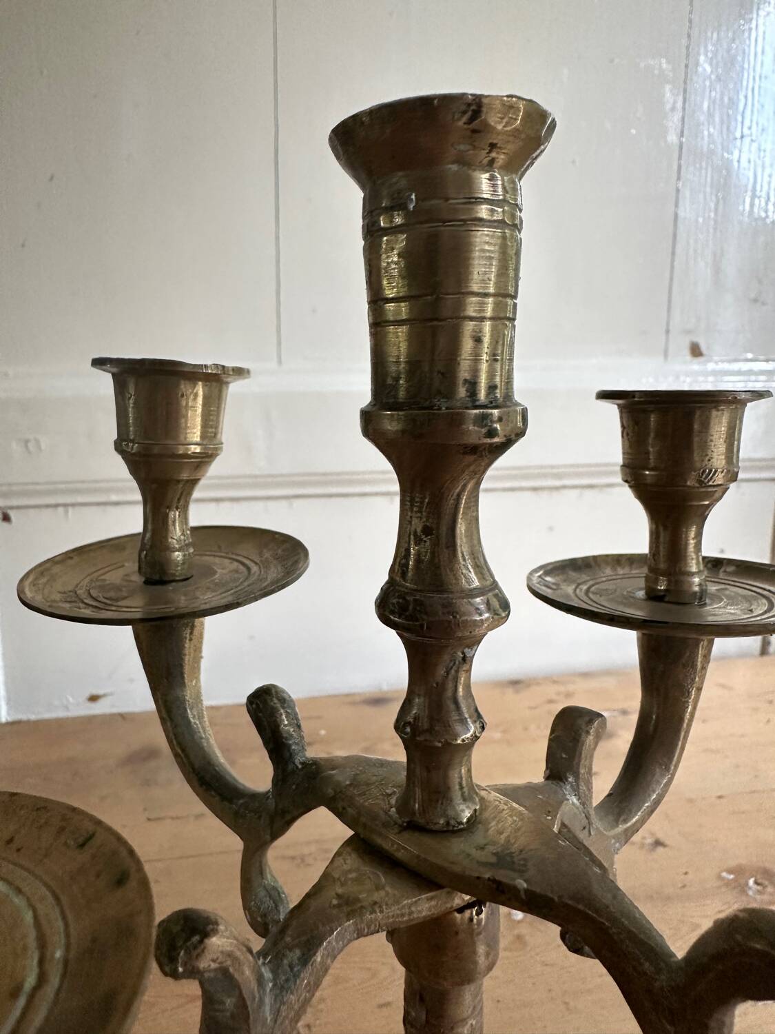 Five-branched brass candlestick