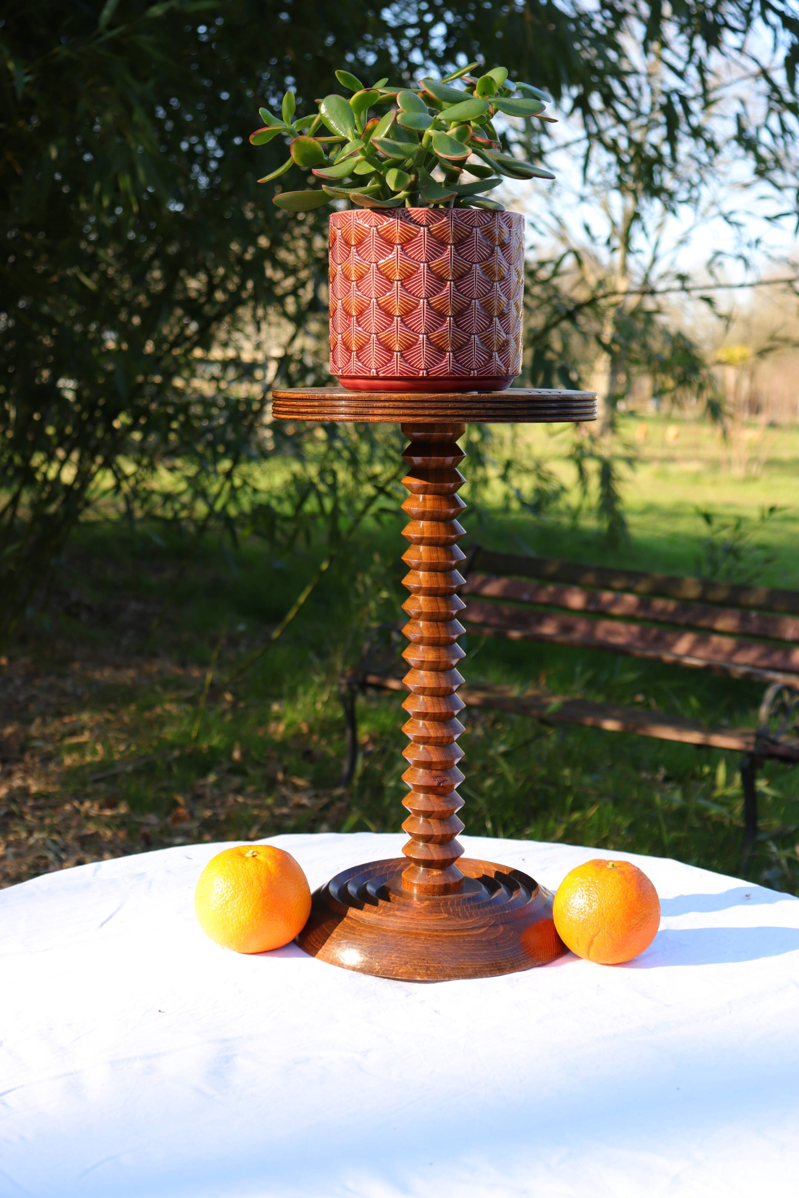 Twisted wood plant holder