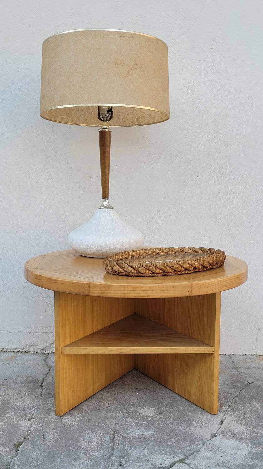 Vintage round coffee table design Maison Regain style 1970s