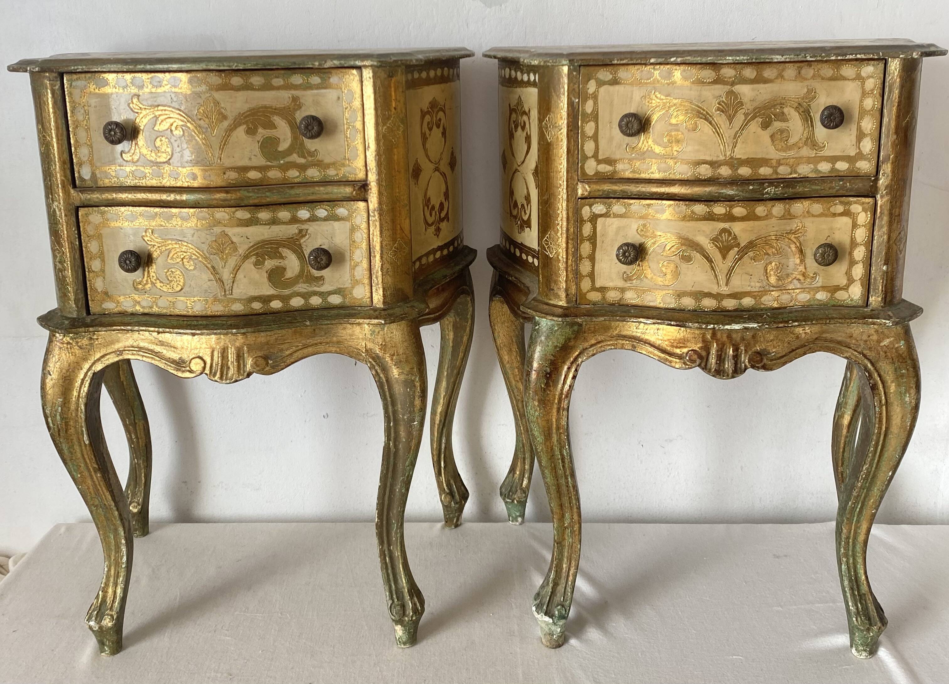 Pair of Italian Venetian-style bedside tables