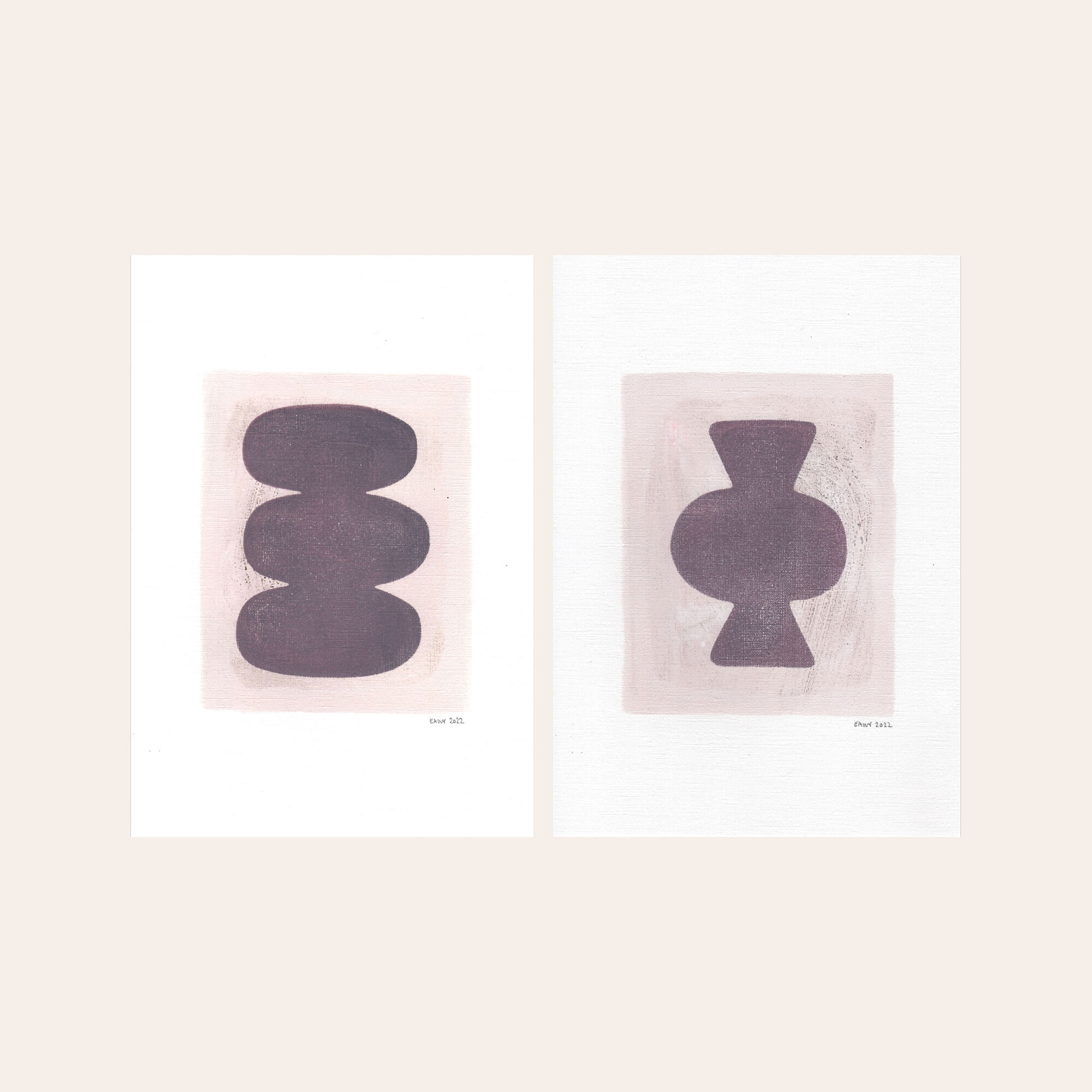 Painting duo on paper • C612 and M613 • signed Eawy