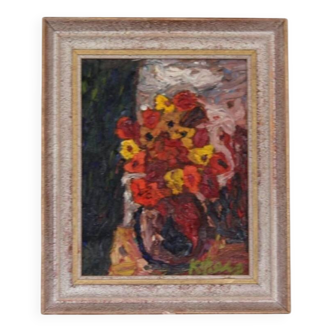 Swedish Oil on Canvas – “Flowers” by Karl Ragnar Johannesson