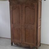 Antique Norman wardrobe with 2 doors, solid oak, raw wood
