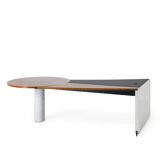 Unique desk Carrara marble & burl wood - Italy, 1980s