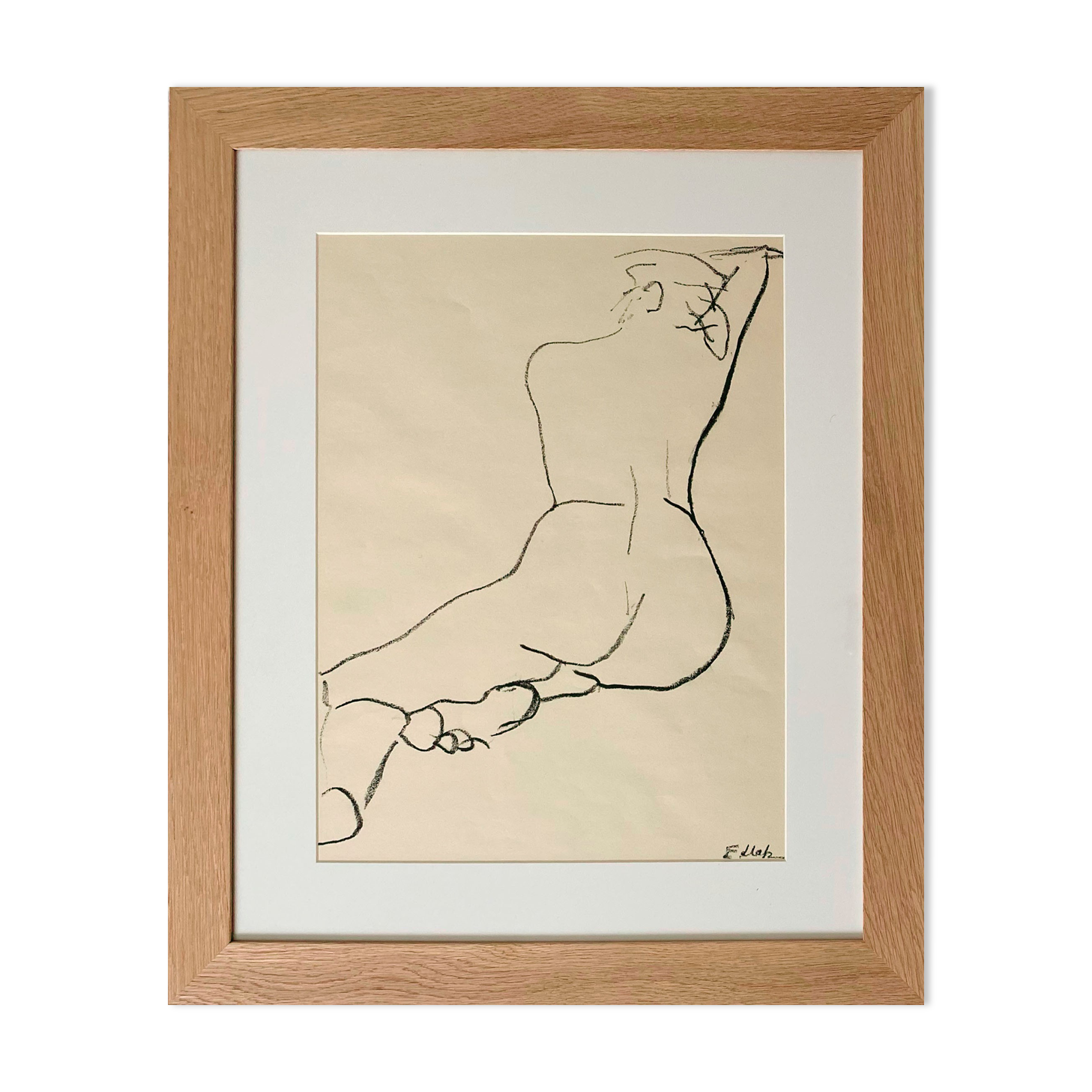 Nude back Framed drawing