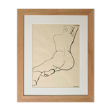 Nude back Framed drawing