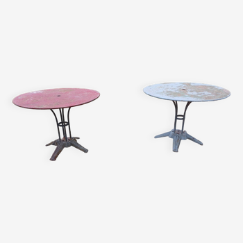 Pair of Cast Iron and Iron Garden Tables