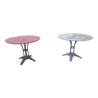 Pair of Cast Iron and Iron Garden Tables