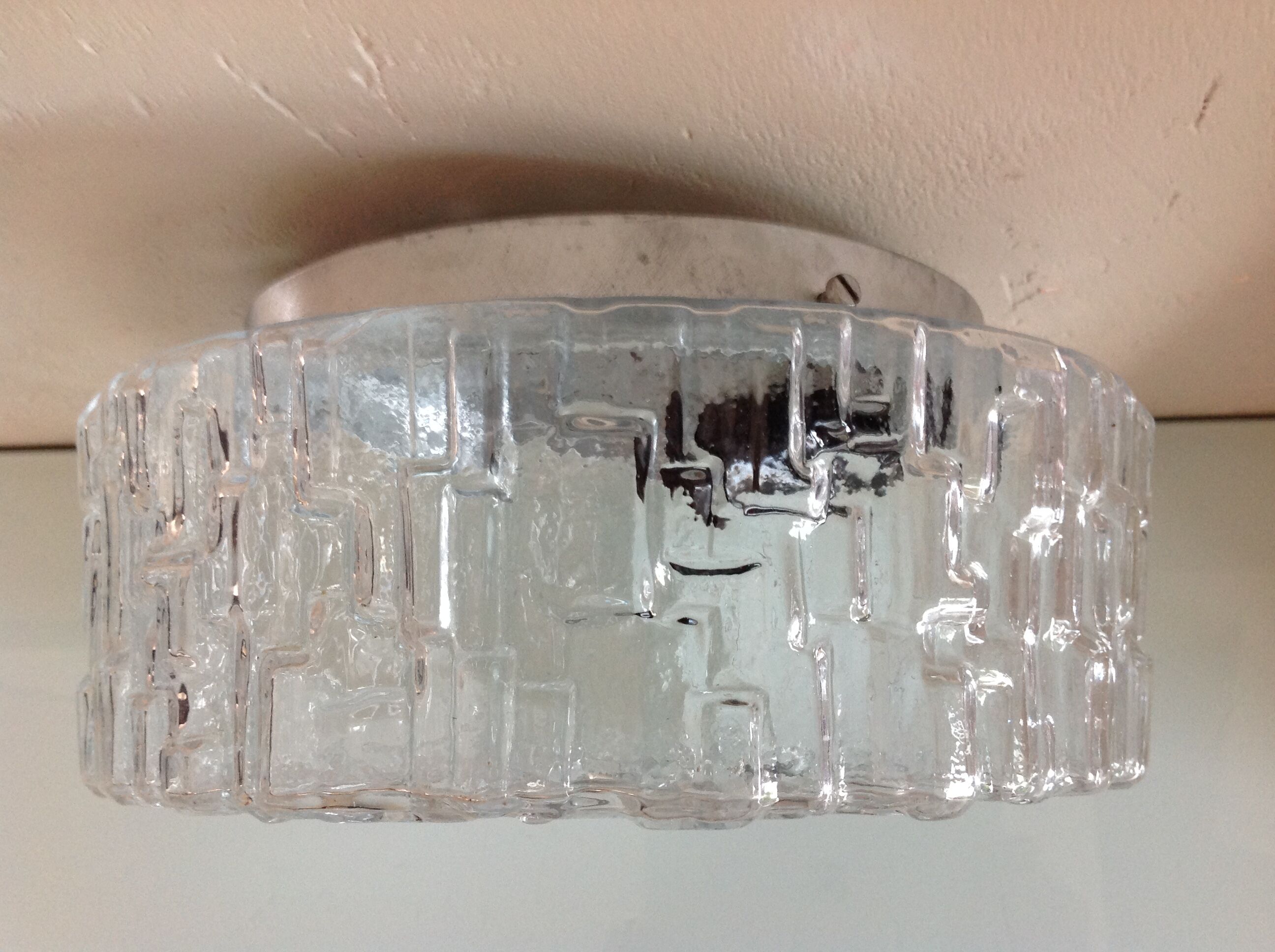 Round ceiling lamp in bulled glass / vintage 60s/70s