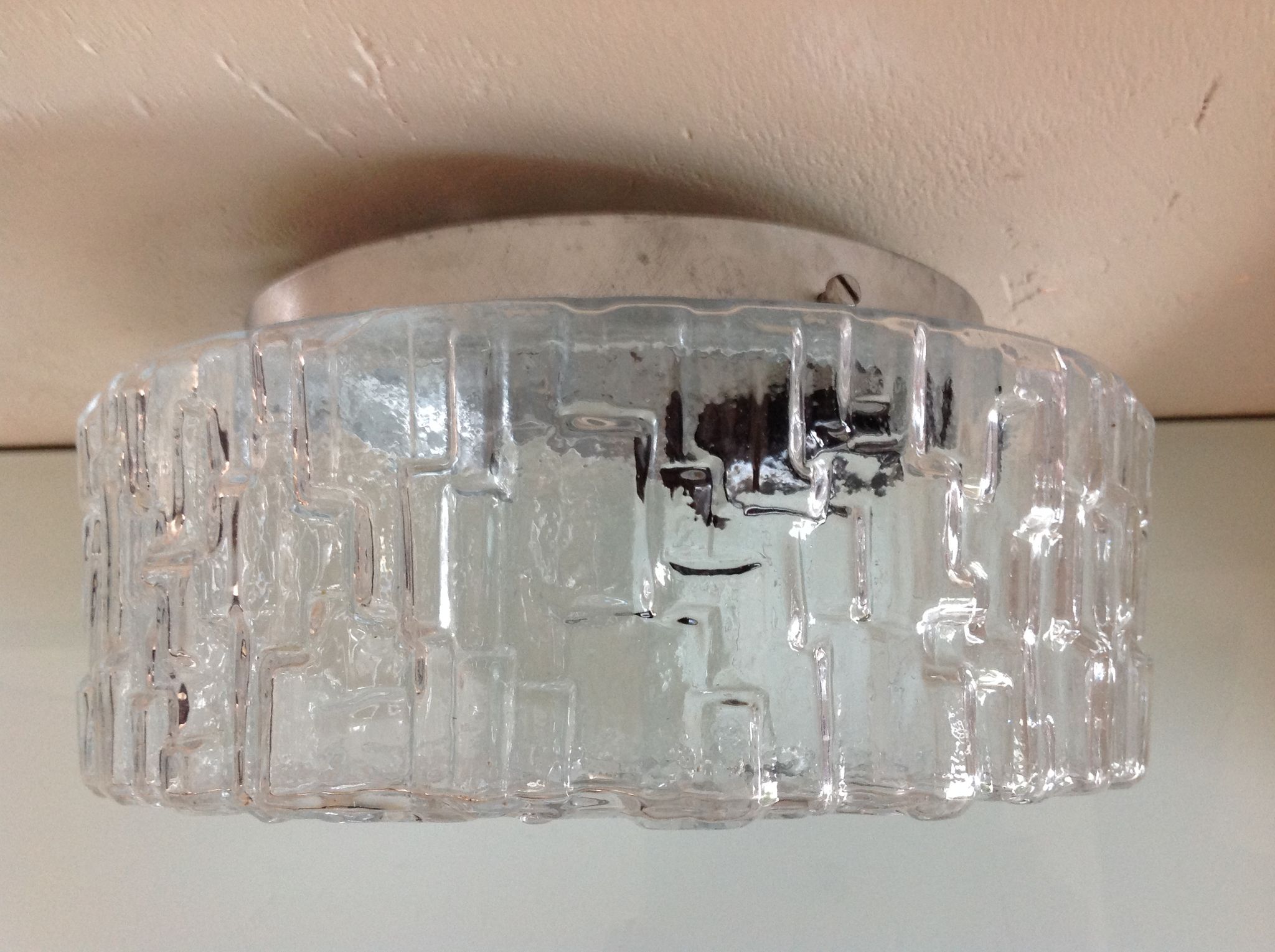 Round ceiling lamp in bulled glass / vintage 60s/70s