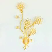 Large Gilt Brass & Crystal Flower Shape Wall Light from Palwa, 1970s