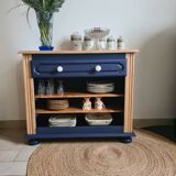 Open buffet in Sèvres blue and wood