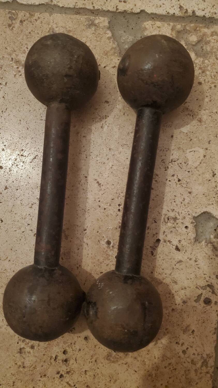 Pair of vintage 1kg dumbbells