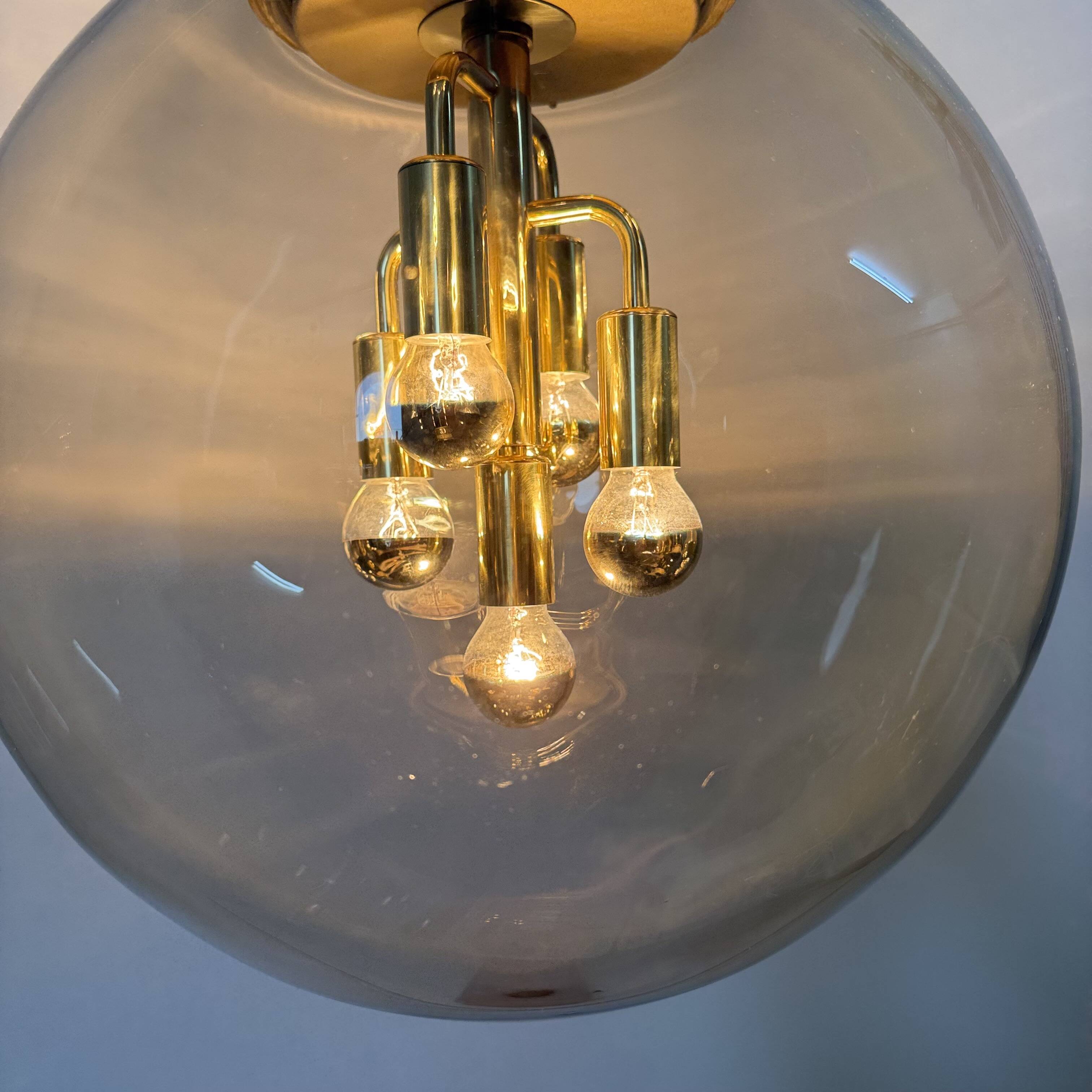 Doria Leuchten globe glass hanging lamp , 1970s