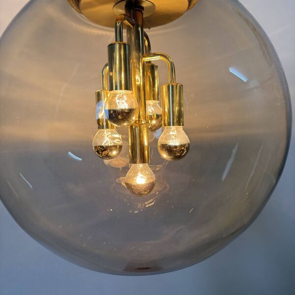 Lampe à suspension globe en verre Doria Leuchten, années 1970