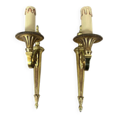 Pair of wall sconces in Louis XVI style. Solid bronze.