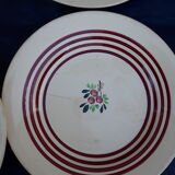 4 hollow plates in Gien earthenware red edain and flower diam 22.5 cm