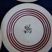 4 hollow plates in Gien earthenware red edain and flower diam 22.5 cm