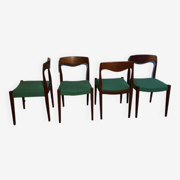 Lot of Scandinavian chairs - in the style of 75 by Niels Otto Moller - 1950s - teak green seat