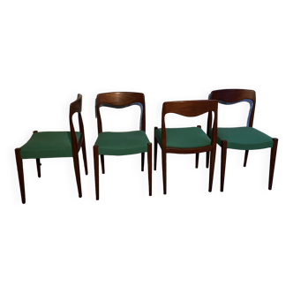 Lot de chaises scandinaves - dans le goût de 75 par Niels Otto Moller - 1950s - teck assise verte