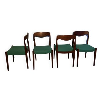 Lot of Scandinavian chairs - in the style of 75 by Niels Otto Moller - 1950s - teak green seat