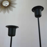 Pair of modernist candle holders in black lacquered metal 60s 70s