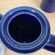 Vintage teapot and pitcher, blue ceramic