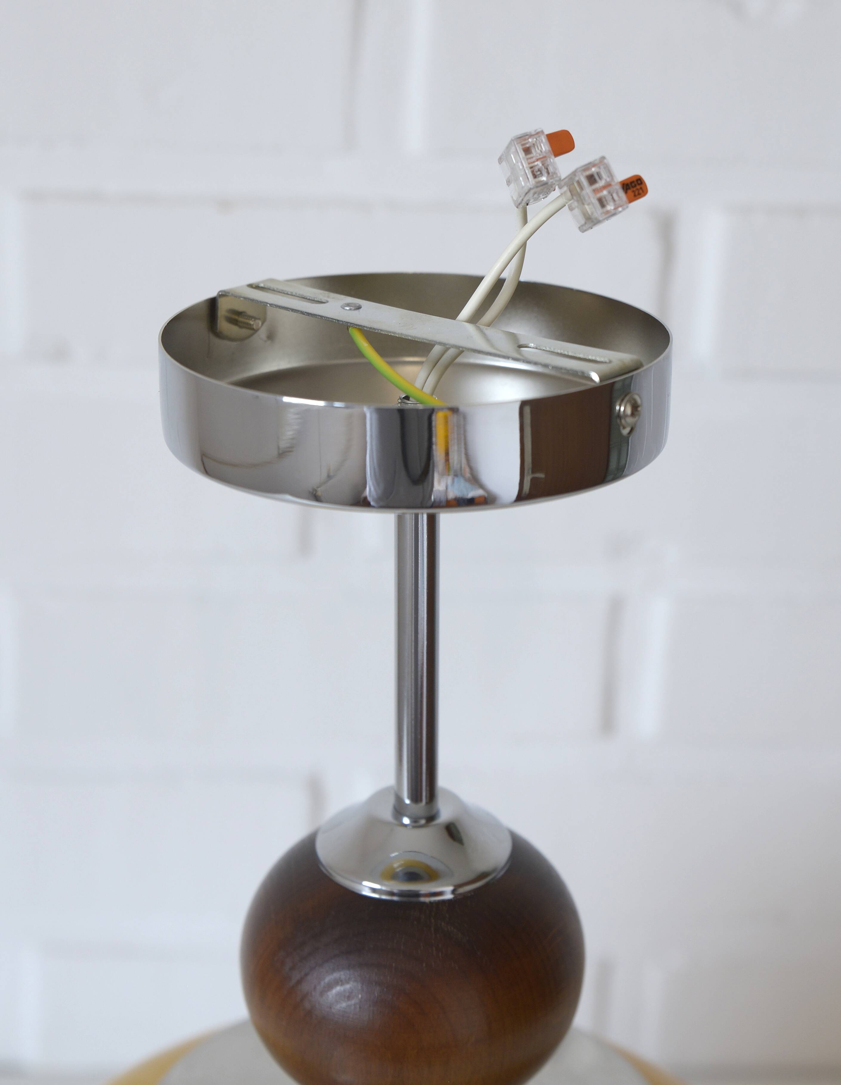 Vintage beige glass pendant lamp / semi flush mount / hanging light
