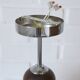 Vintage beige glass pendant lamp / semi flush mount / hanging light