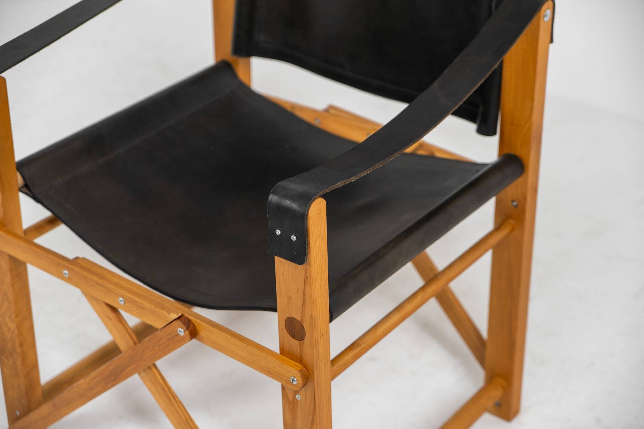fauteuil safari en chêne et cuir