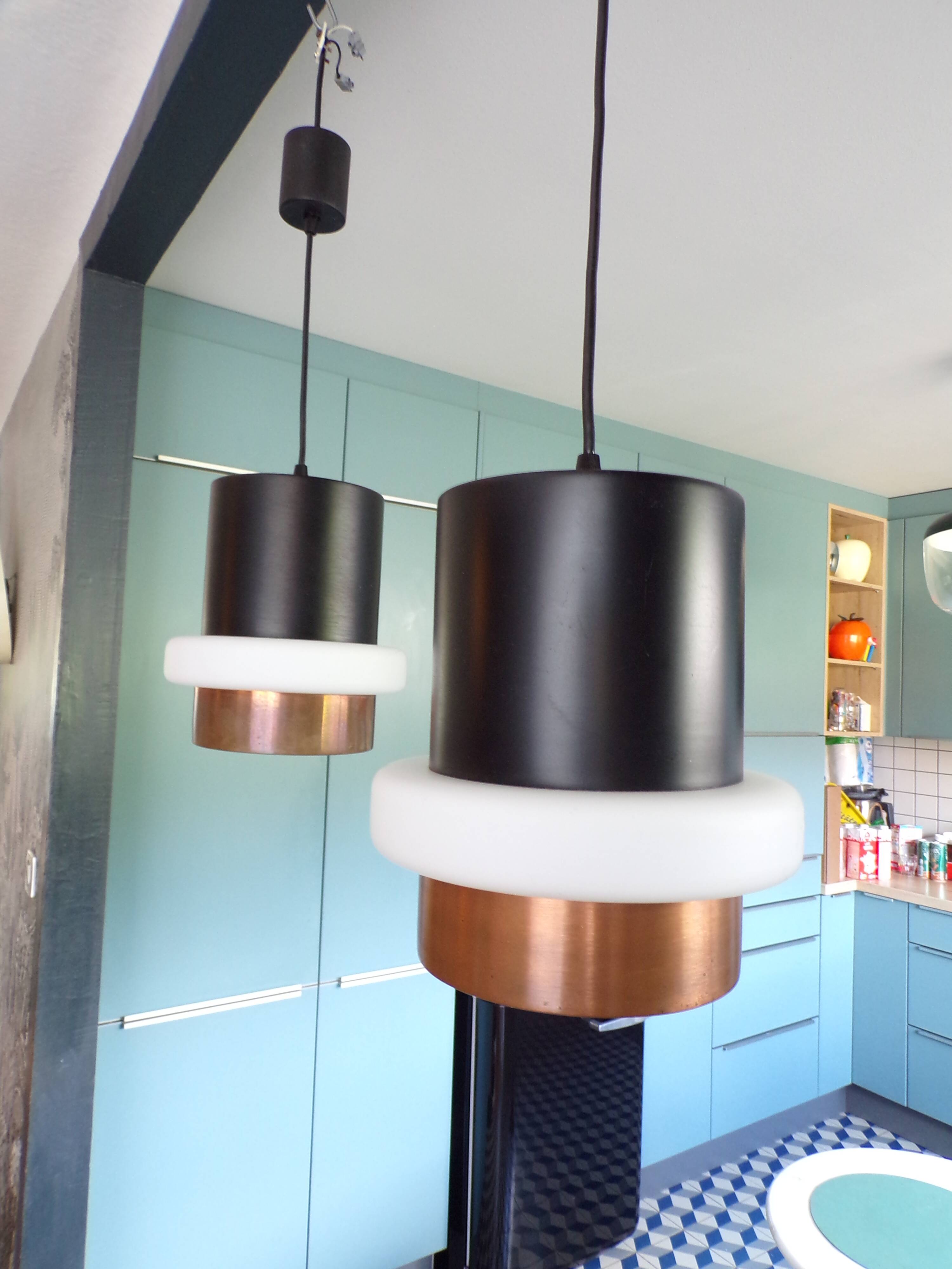 2 Locarno pendant lights by Louis Kalff for Philips