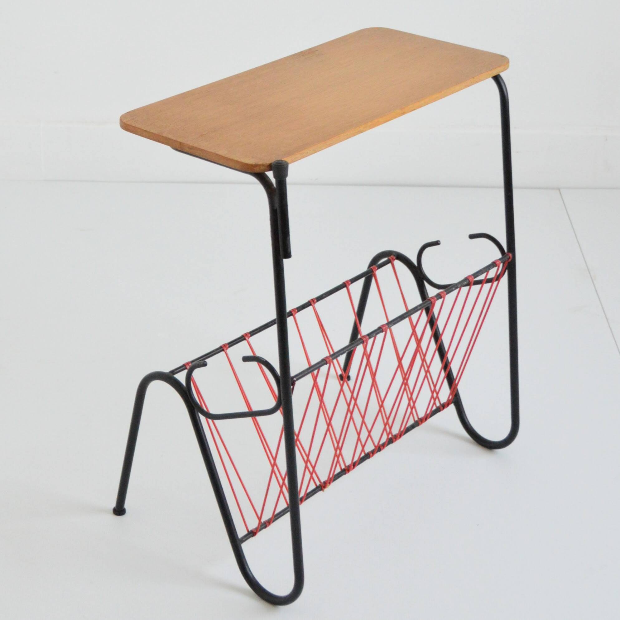 Side table / Scoubidou magazine rack 1950 vintage