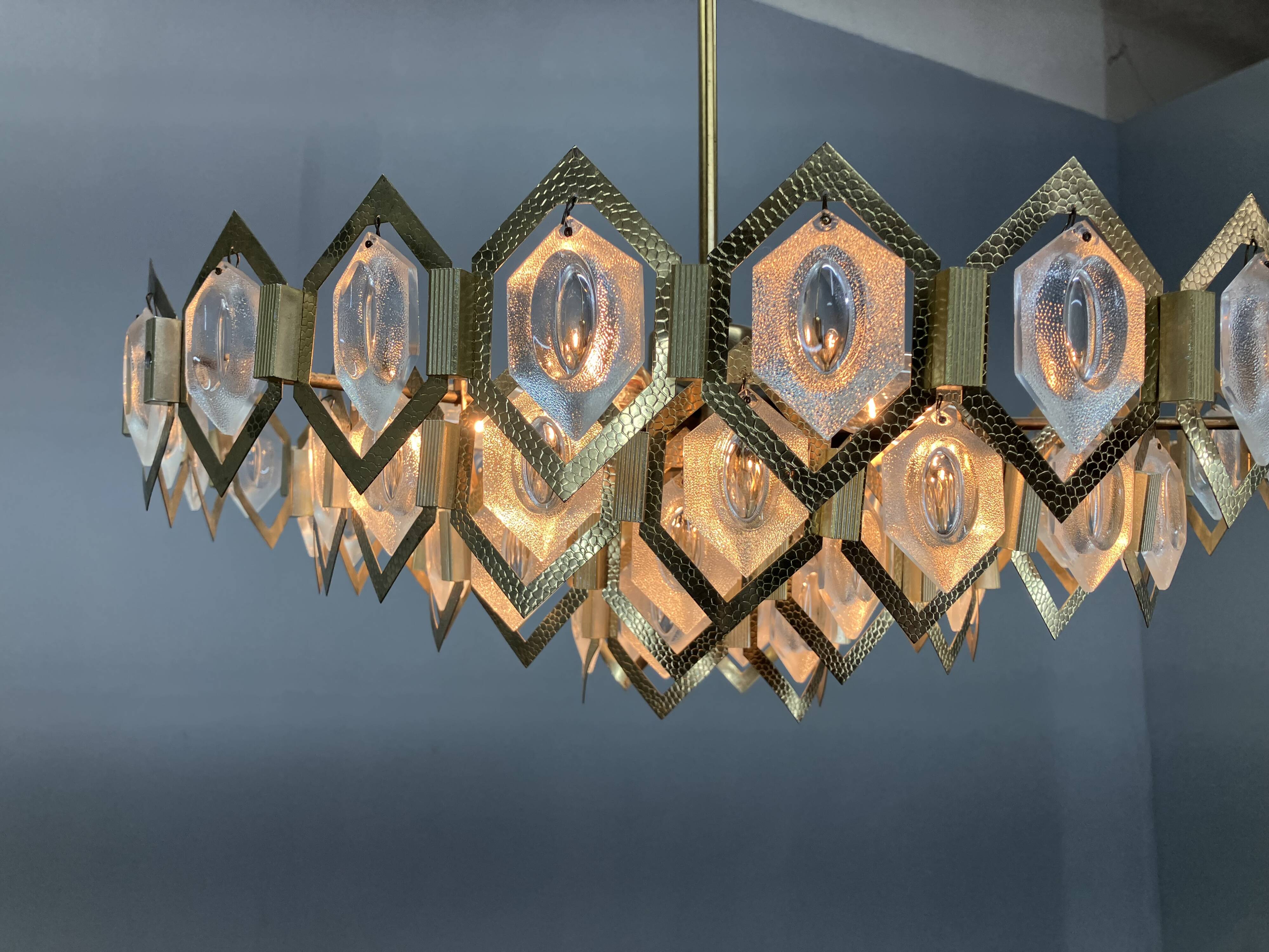 1960s Faceted Glass Chandelier by Jaroslav Bejvl for Kamenicky Senov