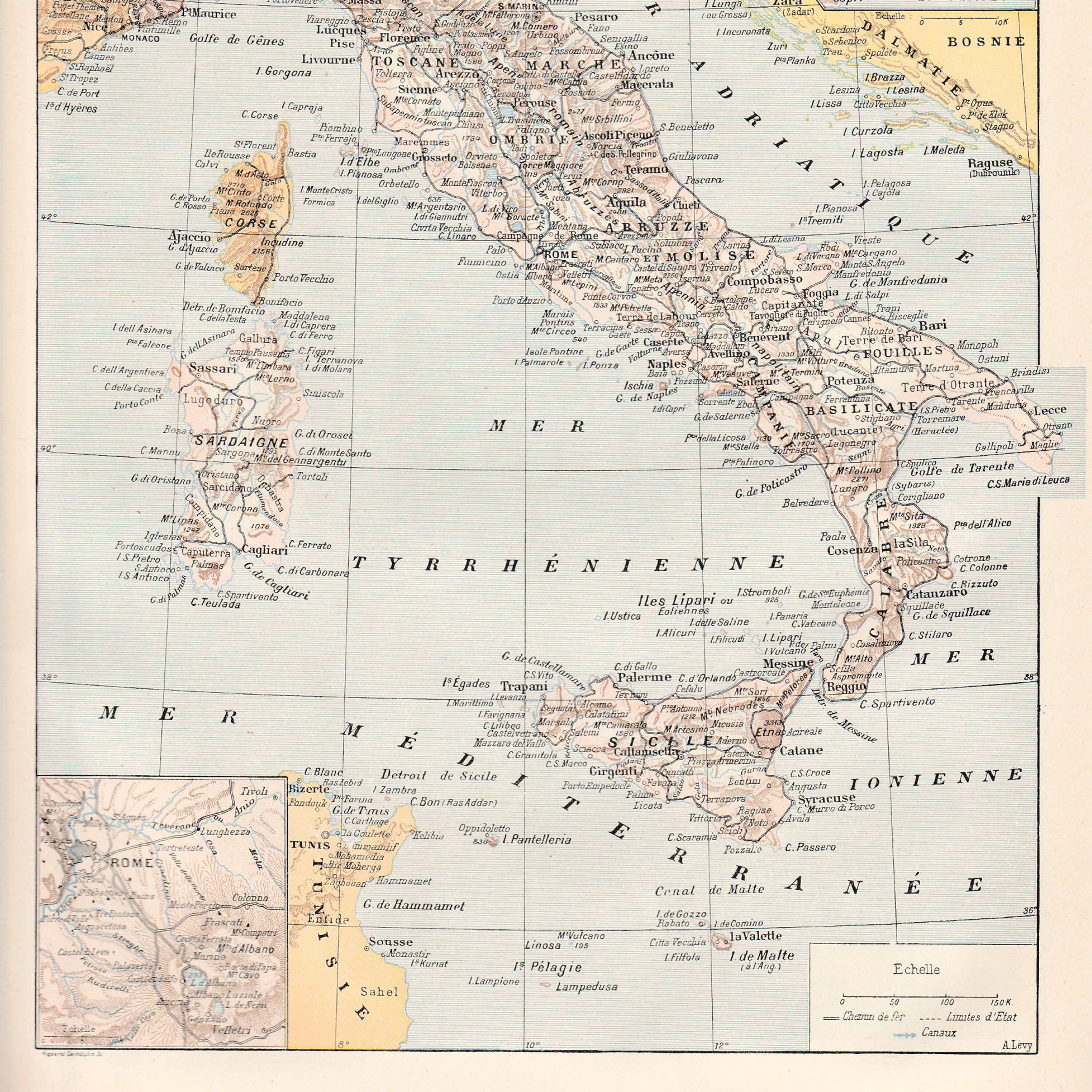 Old map Italy 1897