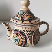 Service à thé marocain vintage, théière et 5 tasses et soucoupes