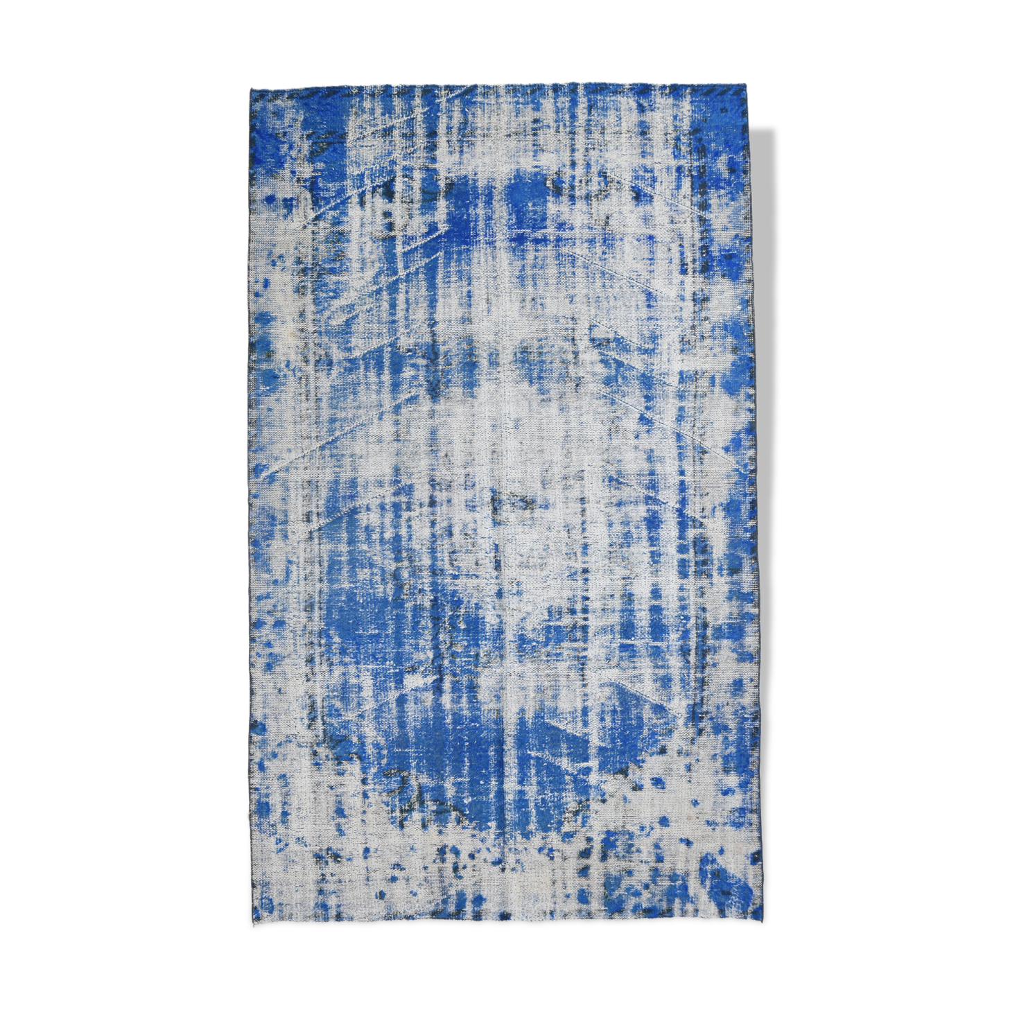 5x8 Faded Blue Handmade Wool Turkish Tapis Rug, 243x148Cm