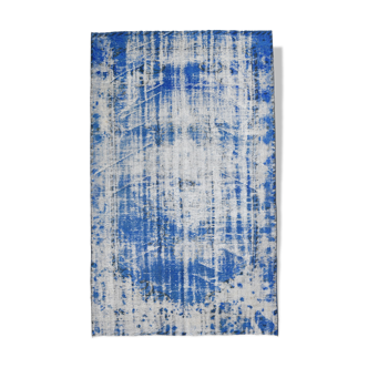 5x8 Faded Blue Handmade Wool Turkish Tapis Rug, 243x148Cm