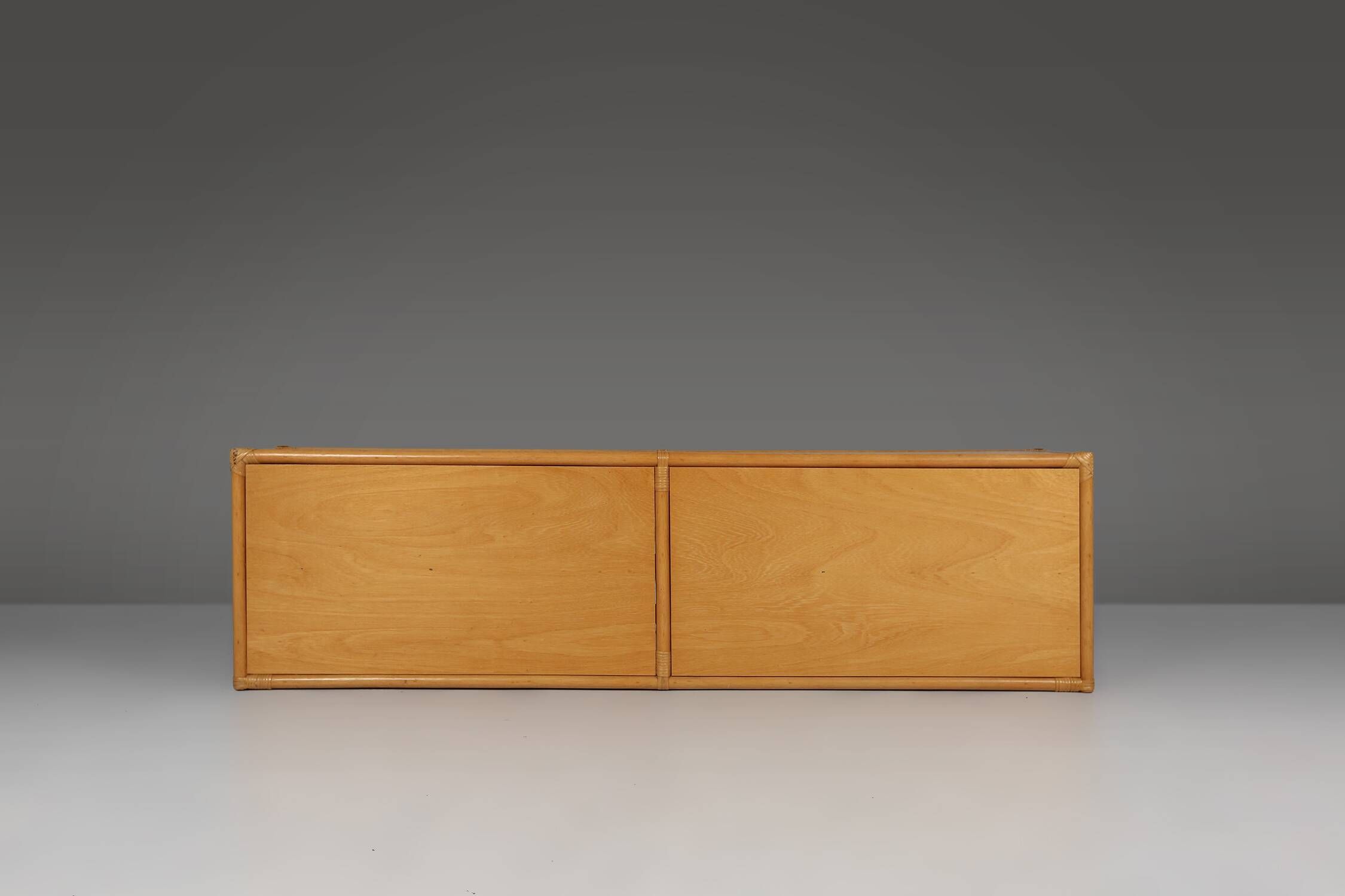 Four-door buffet in rattan and wood, France, 1960s