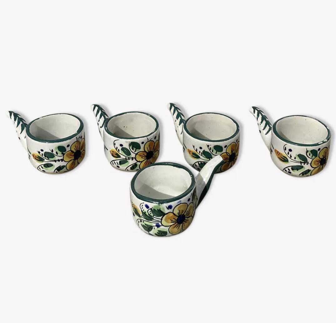 Vintage Breton floral coffee cups