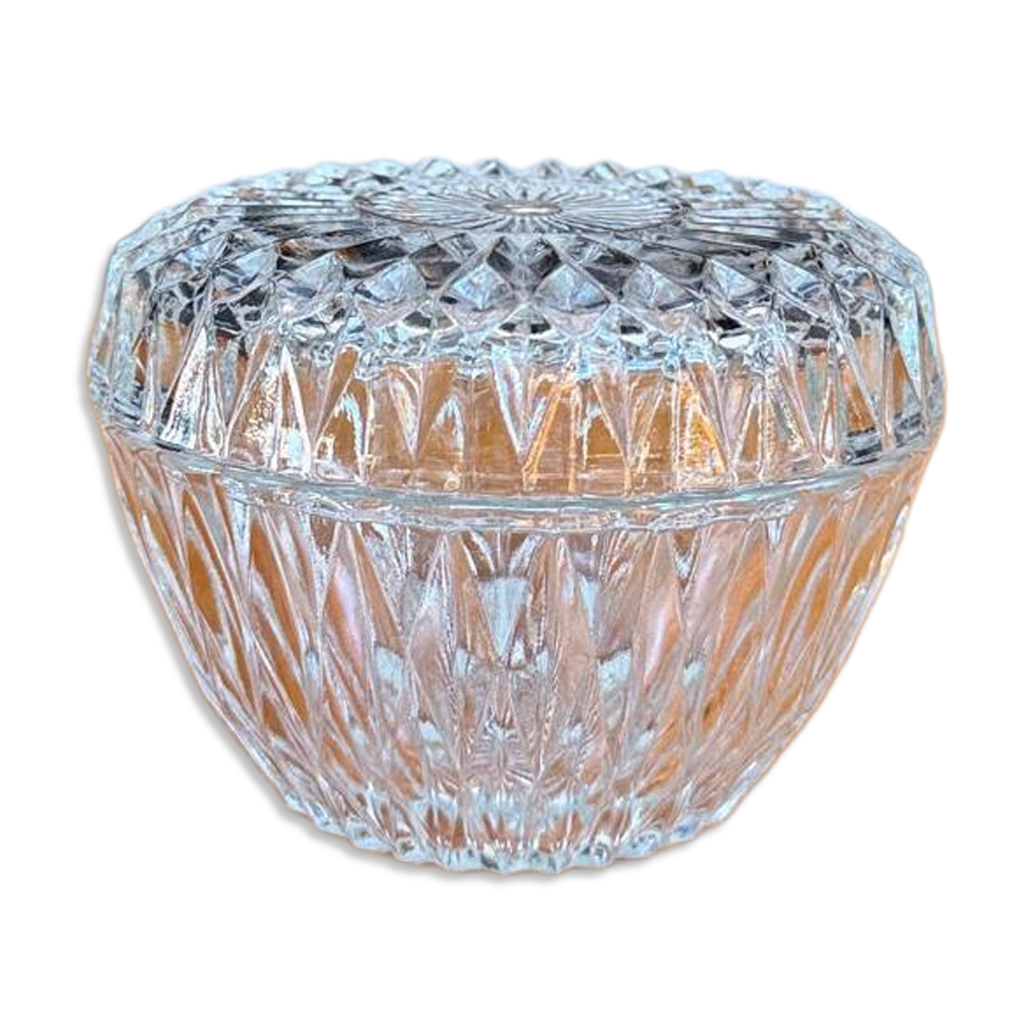 Antique chiseled glass candy box