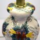 Grande lampe vintage en céramique (97 cm) à décor floral, années 1950